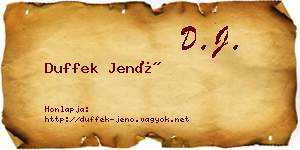 Duffek Jenő névjegykártya